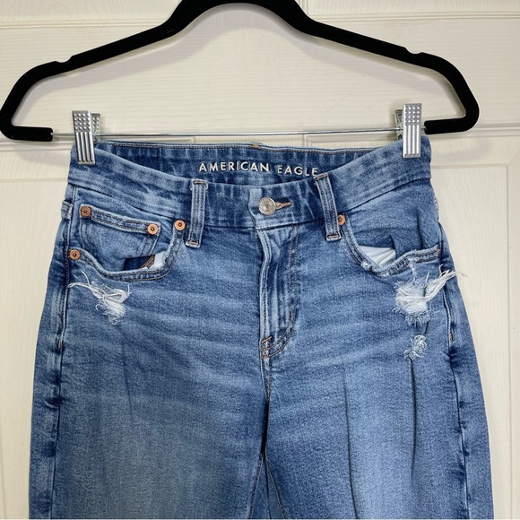 American Eagle Women’s Curvy Straight Distressed Jeans Sz 2L - Picture 2 of 14